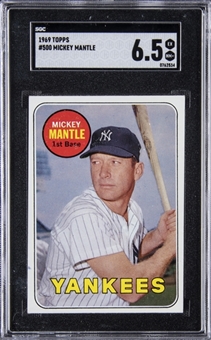 1969 Topps #500 Mickey Mantle, "Last Name In Yellow" - SGC EX-MT+ 6.5